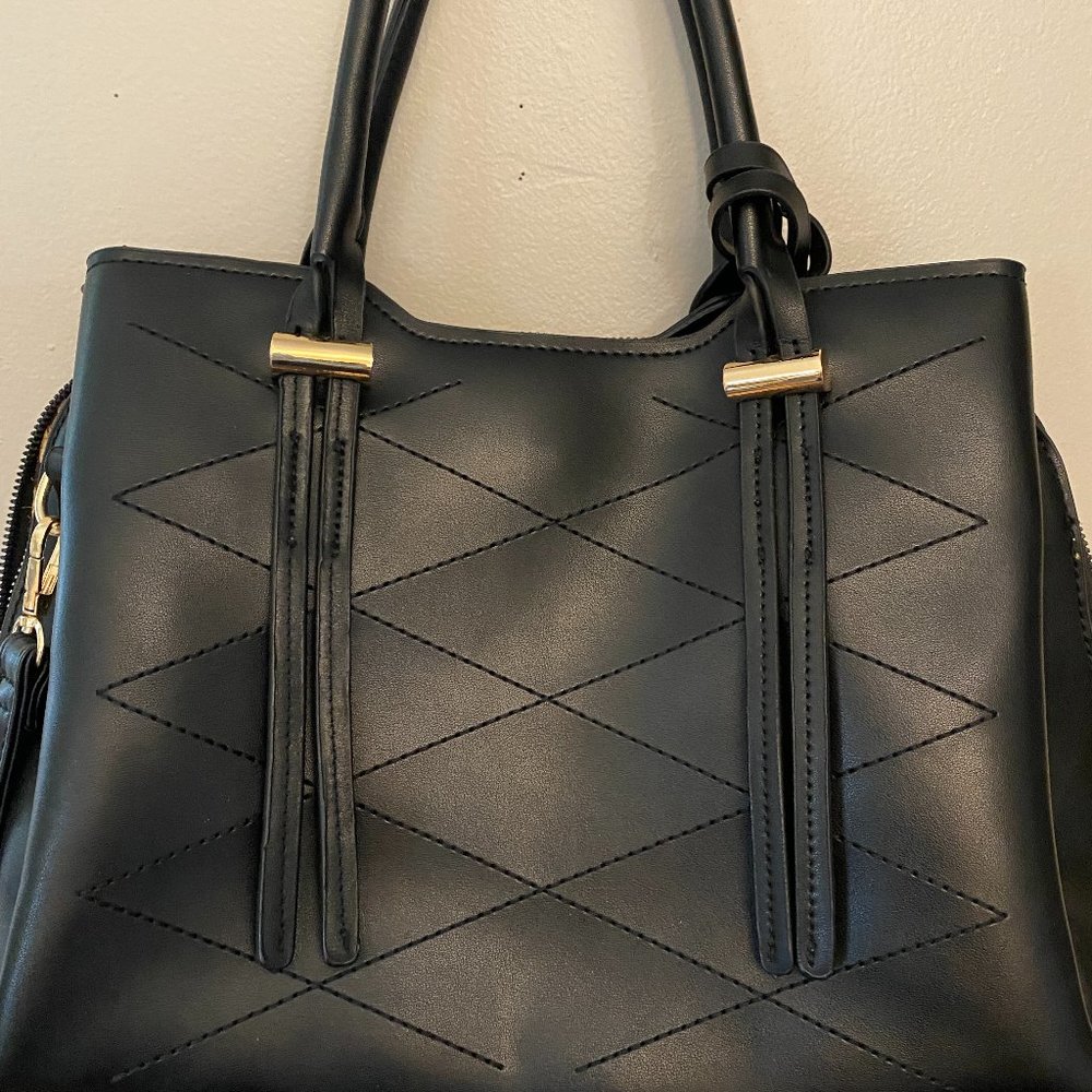 Black Shoulder Bag with Both handles and Shoulder straps with attchd coin purse